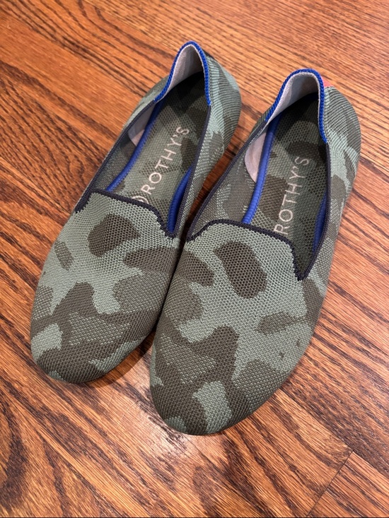 Rothy's Shoes - Rothy's Olive Green Camo Slip-On Loafers with heel Stripes 8